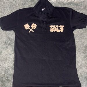 Black Polo Shirt with Marshmallow Graphic